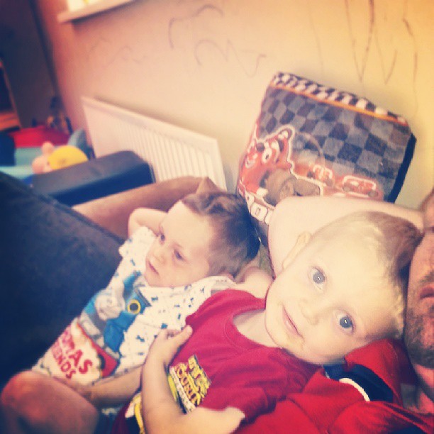 Just kicking back with the nephews before the cinema watching some toy story..