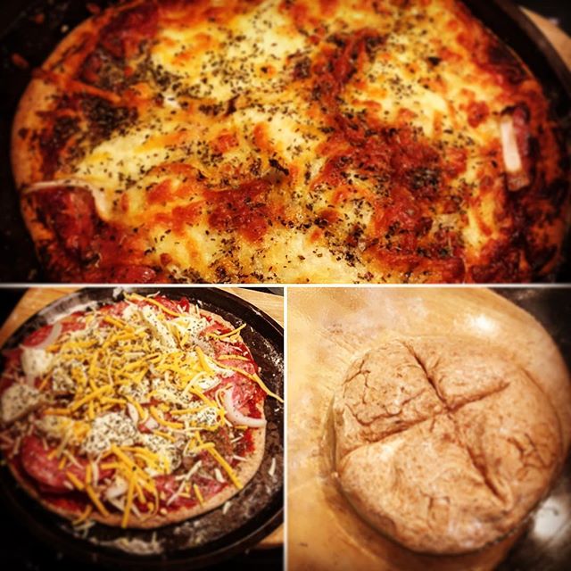 The many stages of homemade pizza!! avoid using whole grain flour - ''tis a bastard to kneed