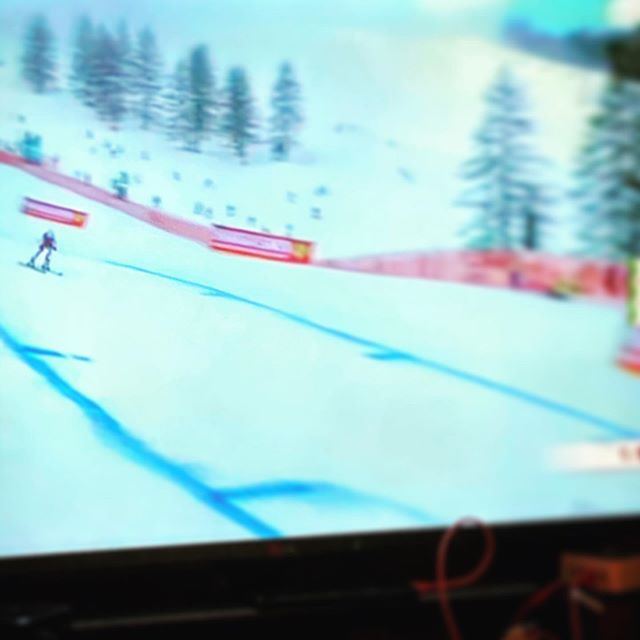 Marie using downhill skiing in tv as a refresher course on how to ski...