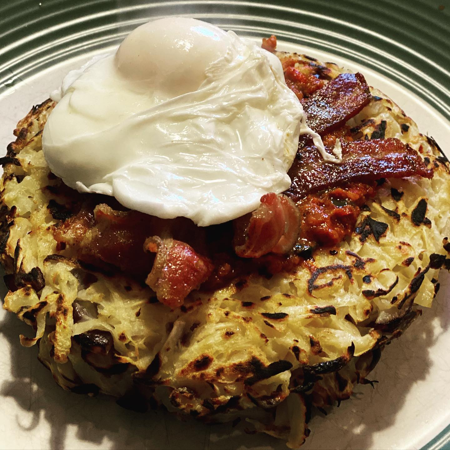 Saturday brunch - celeriac & potato hash, bacon and egg! Delish