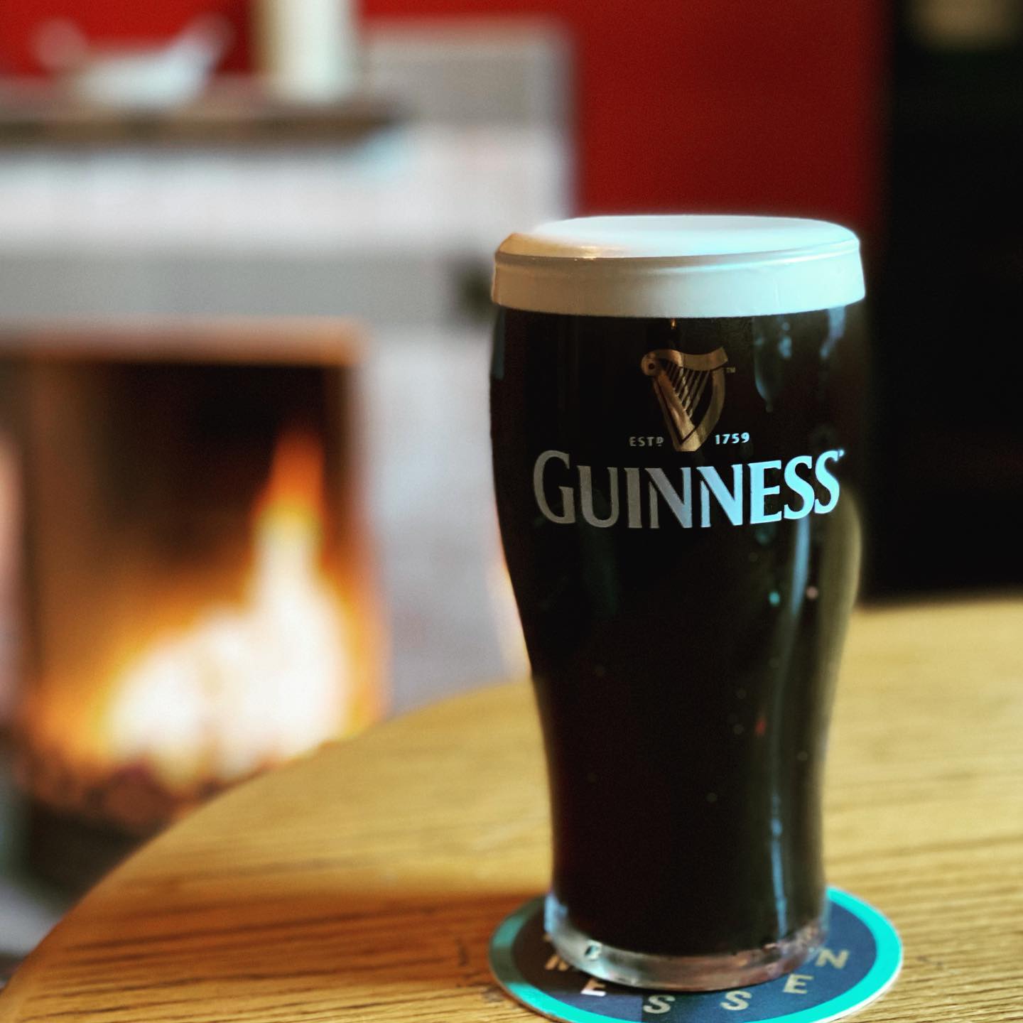 Happiness is a pint of Guinness by the fire…