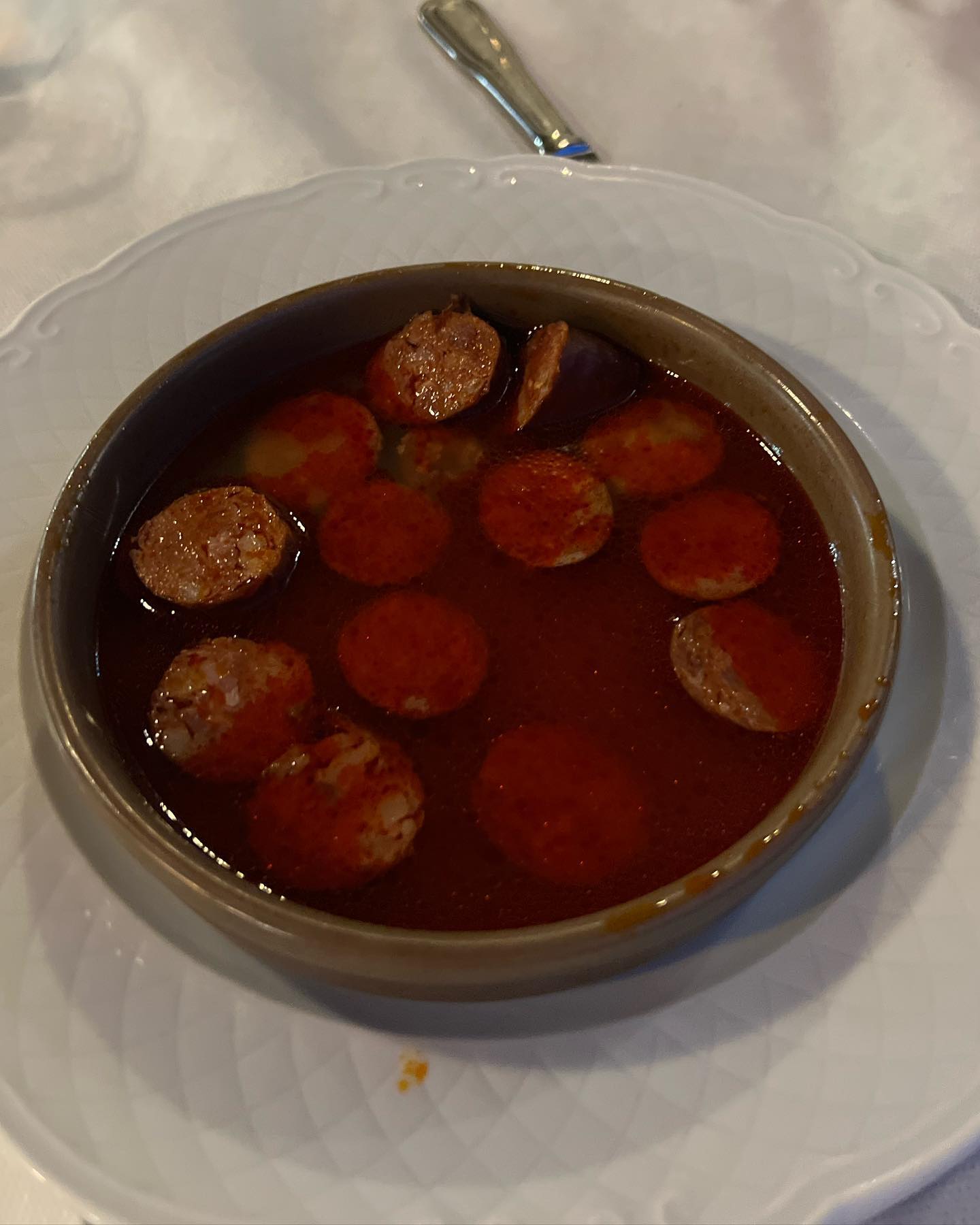 Trying some local Asturian dishes - chorizo in cider and a Cachopo ( two veal steaks filled with cheese and a slice of ham. The whole concoction is then coated in breadcrumbs and fried in hot oil)