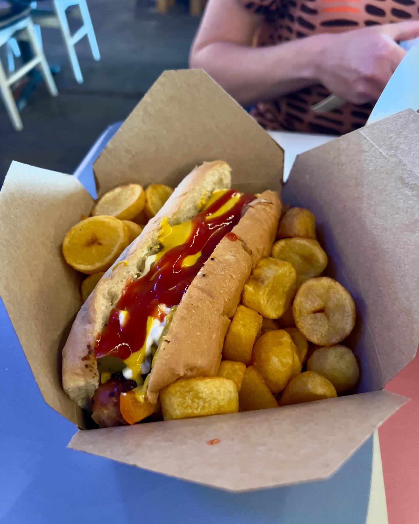 A tale of two markets! Brekkie from crafted sausage in the Marina Market, coffee and picking up frozen pies for dinners during the week in the Black Market